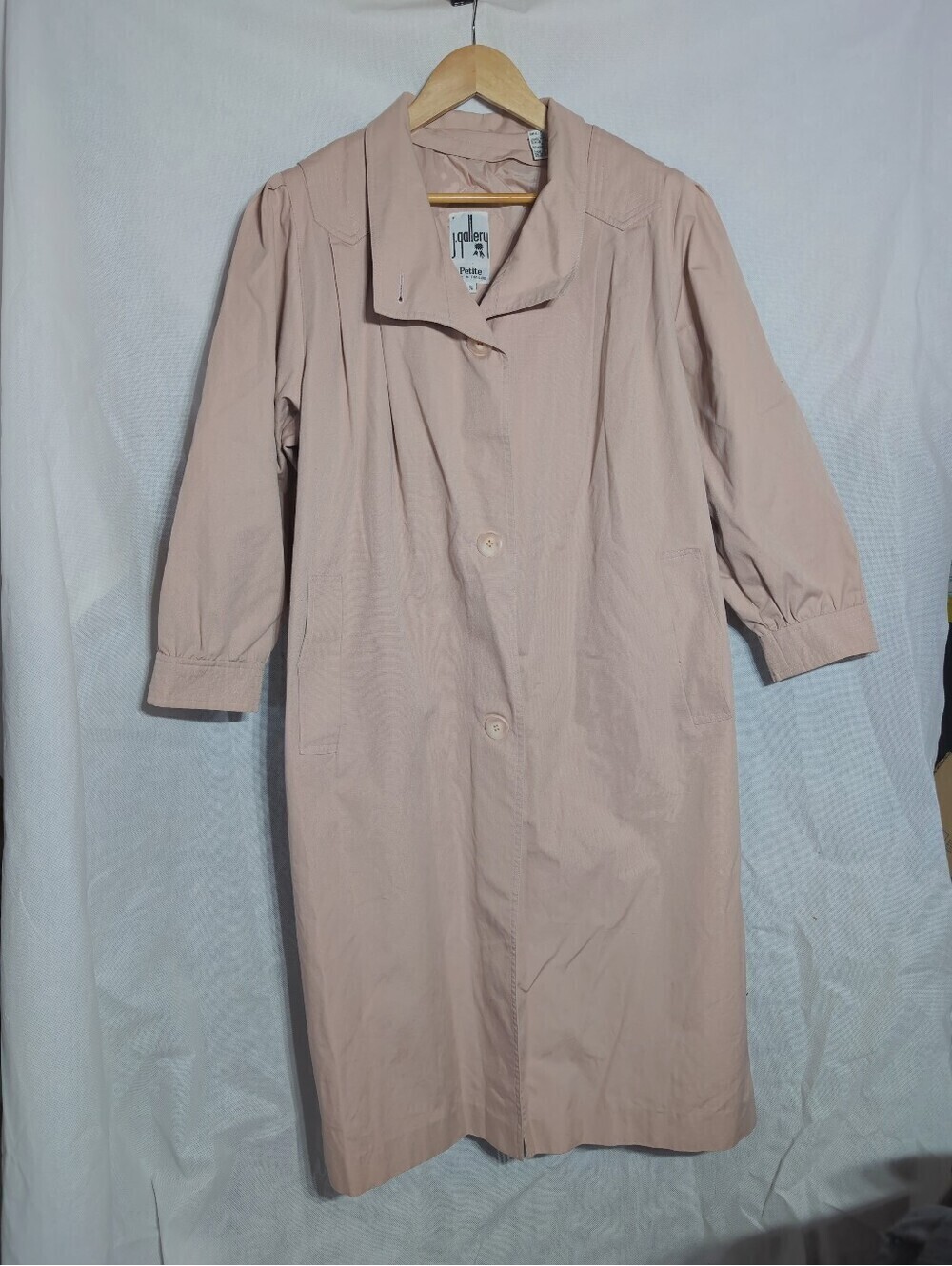 Vintage 80s J. Gallery Petite Sz 7/8 Blush Pink Petite Trench Coat
